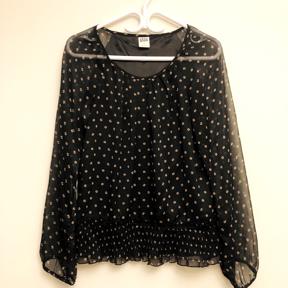 Vero Moda Black Polka Dot Blouse, Excellent Condition, Size M